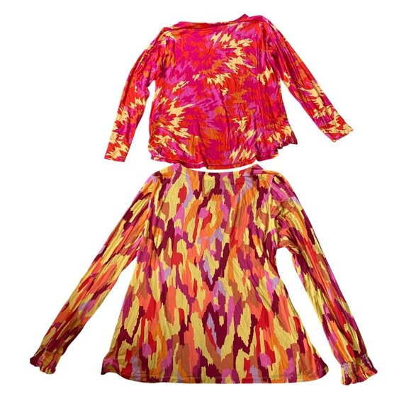 Lot Of 3 Womens Long Sleeve Printed Tops Vibrant Abstract Patterns XL - Picture 3 of 13